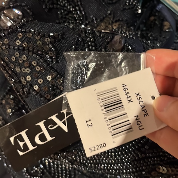 XSCAPE Long Beaded Top Sheer Matte Jersey Skirt Dress - Picture 11 of 15